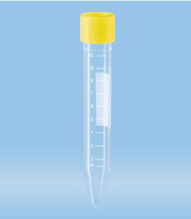 Produkt Rör med gul skruvkork PP 11ml 16x100mm koniskt S