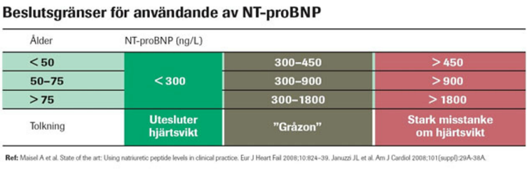 Beslutsgränser vid användande av NT-proBNP