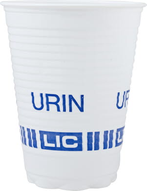 Produkt Urinbägare plast 21cl Vit med tryck URIN PS