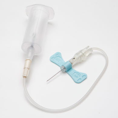 Produkt Venprovtagningsset m kanyl & 178mm slang, PushButton, 23G, Ljusblå