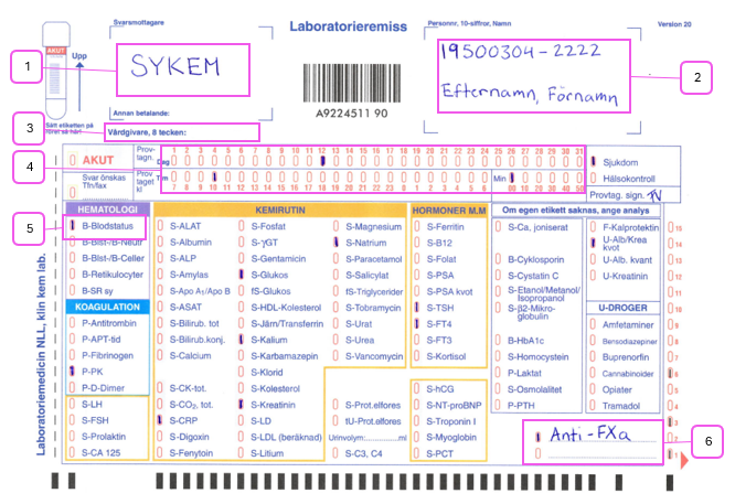 Exempel på ifylld pappersremiss, foto