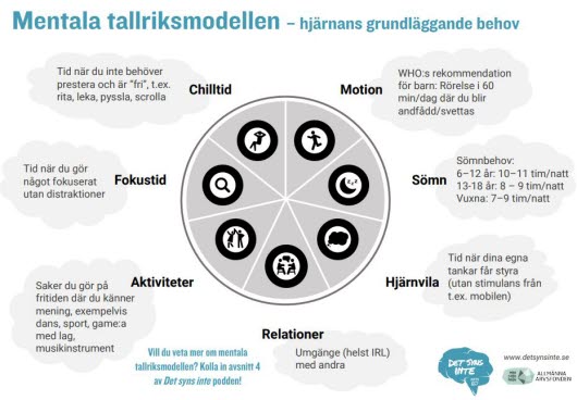 Menatala tallriksmodellen, diagram med beskrivningar.